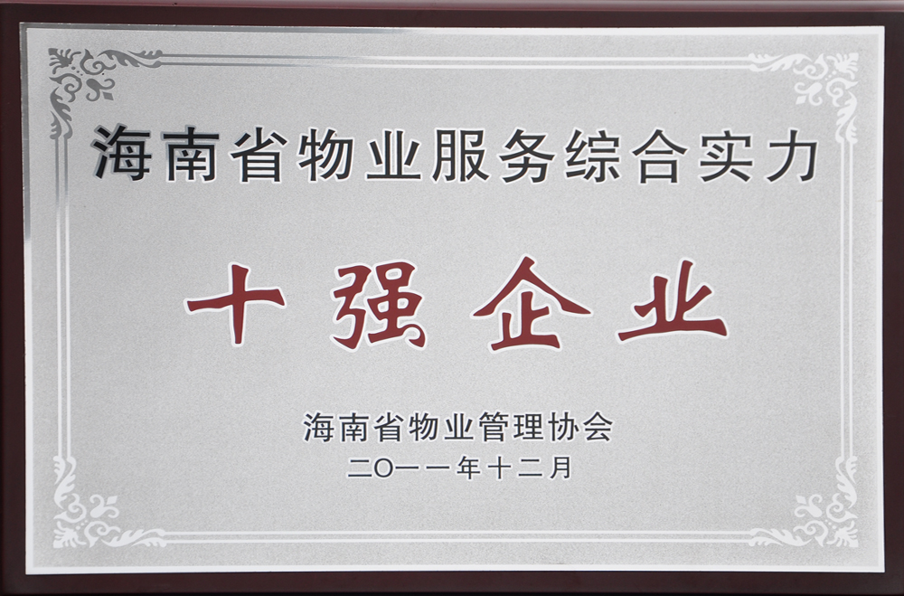 3.海南省物業服務綜合實力十強企業-2011年.JPG